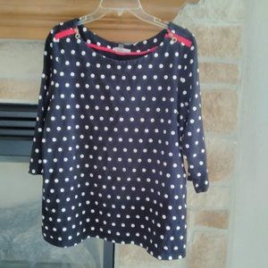 Onque Casuals Polka Dot Top with Zipper Accents
